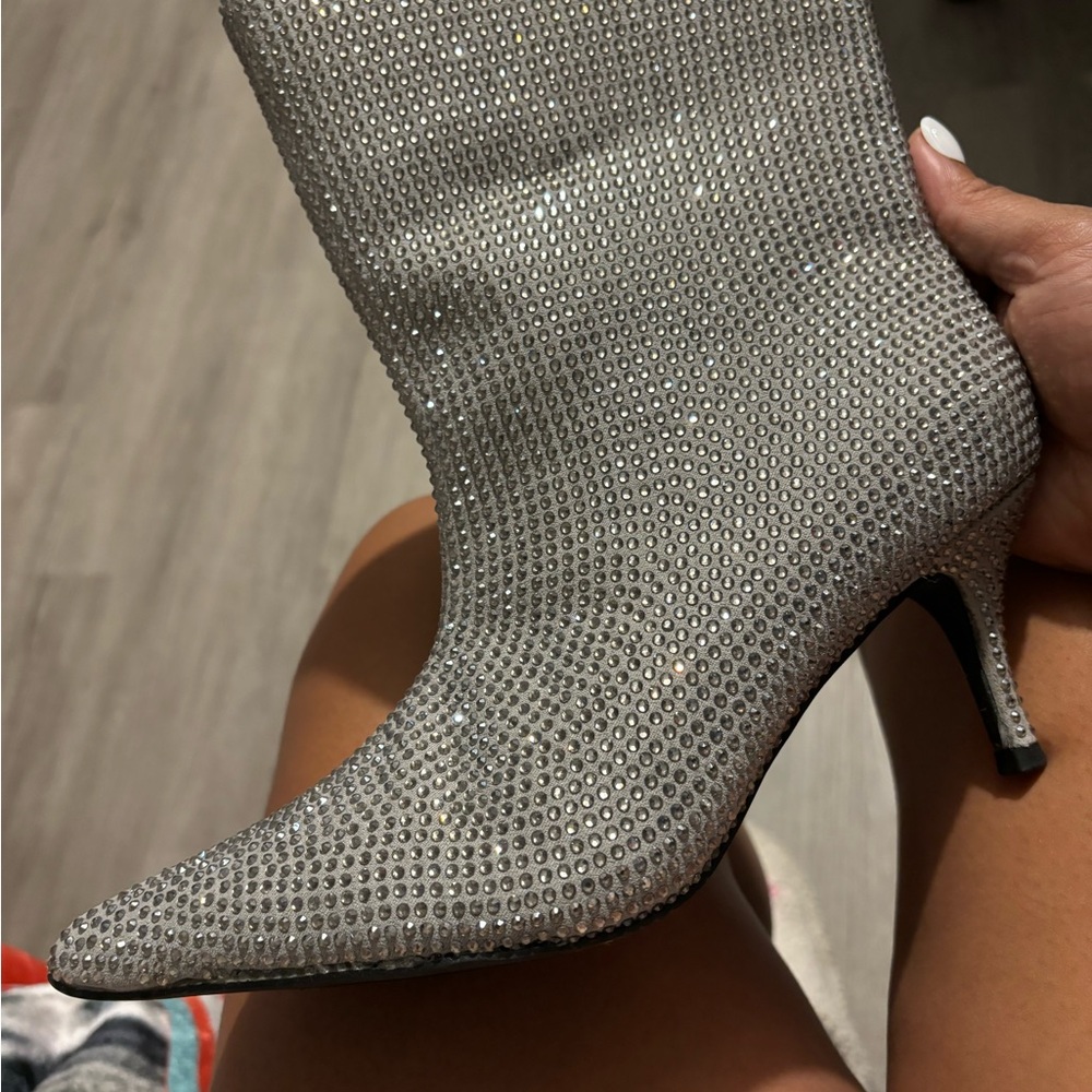 Sparkling Silver Heeled Boots